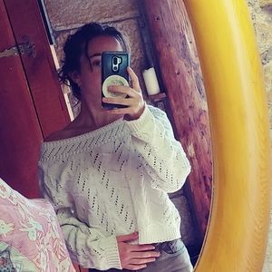 VINTAGE Off the shoulder white sweater